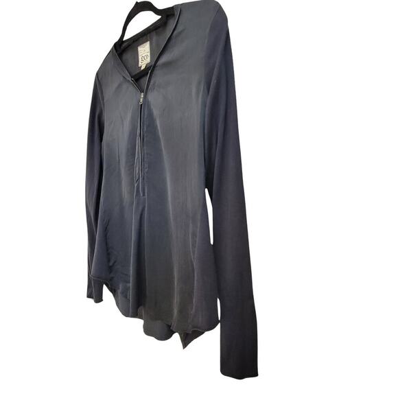 GO BY GOSILK ICONIC Go Zippy Redux Washed Black Long Sleeve Tunic Womens M Chic - Picture 11 of 12